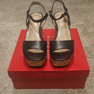 Kelly & Katie Black Wedge Sandals